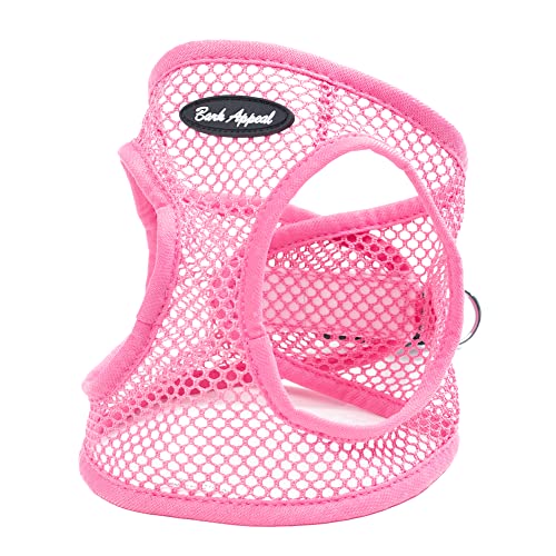 Bark Appeal Step-in Dog Harness, Netted Step in Dog Vest Harness for Small & Medium Dogs, Non-Choking with Adjustable Heavy-Duty Buckle for Safe, Secure Fit – (XL, Pink Netted)