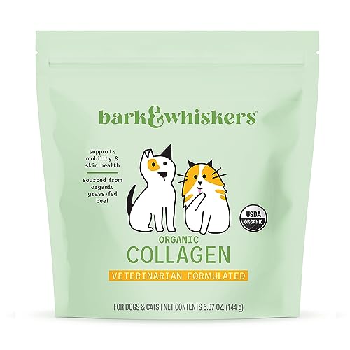 Bark & Whiskers Organic Collagen, for Dogs and Cats, 5.07 oz (144g),Supports Mobility and Skin Health, Veterinarian Formulated, USDA Organic, Non GMO, Dr. Mercola