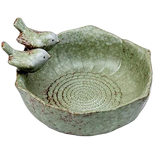 BATYY Creative Bird Bath Ceramic Pedestal,Garden Ornaments Outdoor Indoor Statues,Antique Large Bird Bath Bowl,Handmade Bird Bath Pedestal for Outdoor Decoration