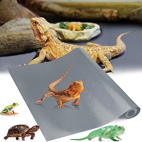 Bearded Dragon Tank Accessories, Reptile Carpet Terrarium Liner Substrate Mat Non-Adhesive Reptile Habitat Bedding for Reptile Tank for Leopard Gecko Lizard, Iguana, Snake, Tortoise (Gray 78.7inch)