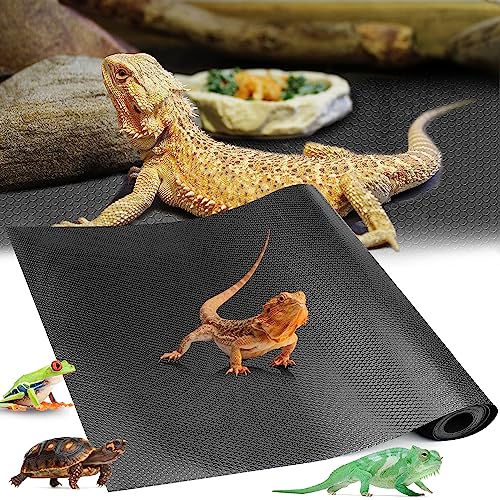 Bearded Dragon Tank Accessories, Reptile Carpet Terrarium Liner Substrate Mat Non-Adhesive Reptile Habitat Bedding for Reptile Tank for Leopard Gecko Lizard, Iguana, Snake, Tortoise (Black 78.7inch)