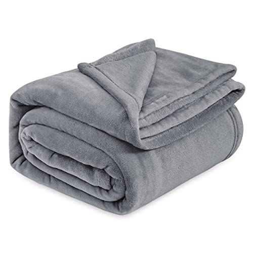 Bedsure Fleece King Size Blankets for Bed Grey - Soft Lightweight Plush Cozy Fuzzy Luxury Microfiber, 108x90 inches