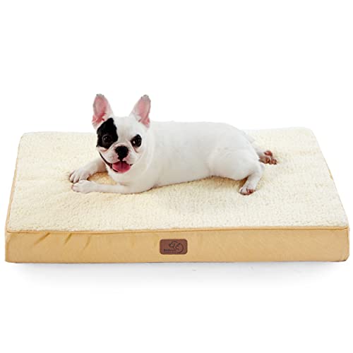 Bedsure Medium Dog Bed for Medium Dogs - Orthopedic Dog Beds with Removable Washable Cover, Egg Crate Foam Pet Bed Mat, Suitable for Dos Up to 35lbs, Spicy Mustard