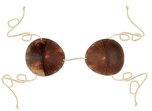 Beistle Coconut Shell Bra Bikini Top for Summer Luau Party Halloween Hawaiian Costume Accessory, One Size, Natural/Brown