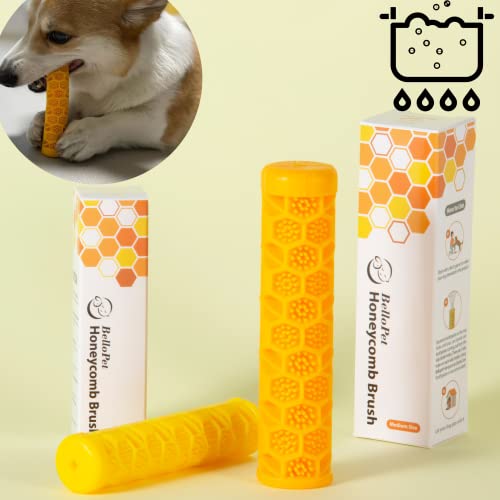 BelloPet Honeycomb 3mins Self-Toothbrush for Small Dogs, Clean in Boiling Water 100% Silicon (No Odor), Puppy Teeth Cleaning Chew Toy (Small)