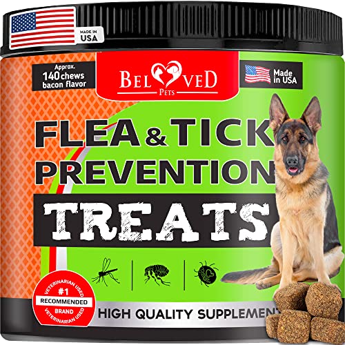 Beloved Pets Flea and Tick Prevention Chewable Pills for Dogs - Revolution Oral Flea Treatment for Pets - Pest Control & Natural Defense - Chewables Small Tablets Made in USA… (Bacon)