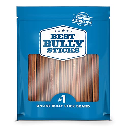 Best Bully Sticks 6 Inch All-Natural Thin Bully Sticks for Dogs - 6” Fully Digestible, 100% Grass-Fed Beef, Grain and Rawhide Free | 24 Pack