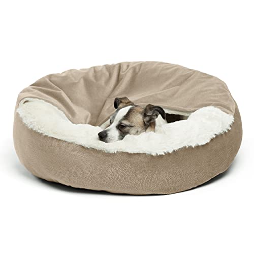 Best Friends by Sheri Cozy Cuddler Ilan Microfiber Hooded Blanket Cat and Dog Bed in Wheat 23"x23"