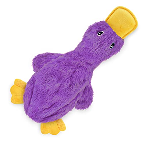 Best Pet Supplies Crinkle Dog Toy for Small, Medium, and Large Breeds, Cute No Stuffing Duck with Soft Squeaker, Fun for Indoor Puppies and Senior Pups, Plush No Mess Chew and Play - Light Purple