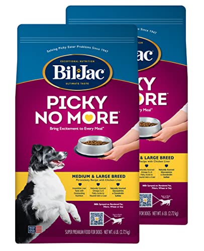 Bil-Jac Picky No More Medium & Large Breed Chicken Liver Recipe Dry Dog Food 6 Pounds (2-Pack)