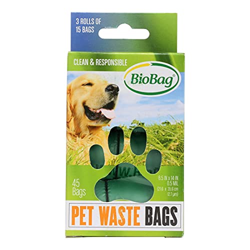 BioBag Dog / Pet Waste Bags on a Roll 45 Bags Each Box (Case of 12) Total 540 Bags