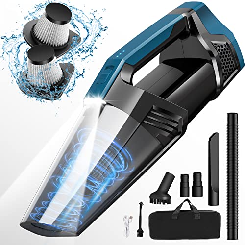 Blestan Handheld Vacuum Cordless Car Vacuum with LED Light and Upright Bags, 9000PA Hand Vacuum Portable Mini Vacuum, Hand Held Vacuum Cleaner, Black & Blue, LT-114