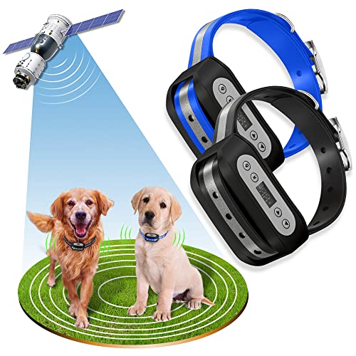 Blingbling Petsfun GPS Wireless Dog Fence System for 2 Dog, Electric Satellite Technology Pet Containment System by GPS Signal Boundary Pets with Waterproof & Rechargeable Collar Receiver (Black)