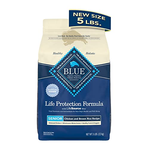 Blue Buffalo Life Protection Formula Natural Senior Dry Dog Food, Chicken and Brown Rice 5-lb Trial Size Bag
