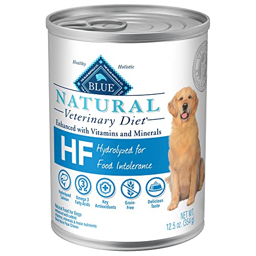 Blue Buffalo Natural Veterinary Diet HF Hydrolyzed for Food Intolerance Wet Dog Food, Salmon 12.5-oz cans (Pack of 12)