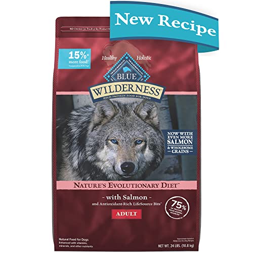 Blue Buffalo Wilderness High Protein Natural Adult Dry Dog Food Plus Wholesome Grains, Salmon 24 lb Bag