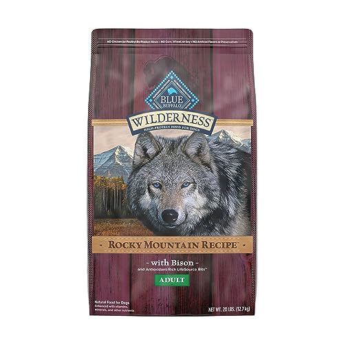 Blue Buffalo Wilderness Rocky Mountain Recipe High Protein Natural Adult Dry Dog Food, Bison with Grain 28 lb Bag