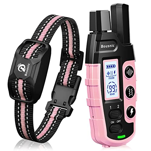 Bousnic Dog Shock Collar - 3300Ft Dog Training Collar with Remote for 5-120lbs Small Medium Large Dogs Rechargeable Waterproof e Collar with Beep (1-8), Vibration(1-16), Safe Shock(1-99) Modes