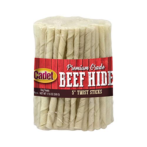 Cadet Premium Grade Beef Hide for Dogs, Rawhide Long Lasting Dog Chews, Chips, Curls & Rolls for Small/Medium/Large Dogs