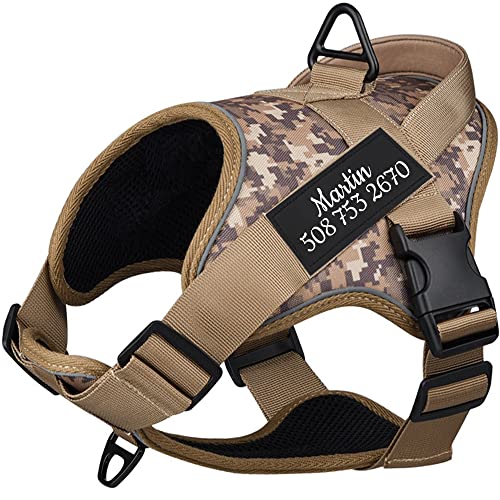 Captree Custom No Pull Dog Harness,with Custom Name and Phone Number,Personalized Reflective Dog Vest,Breathable Adjustable Pet Harness to Prevent Tugging or Choking,Training and Walking