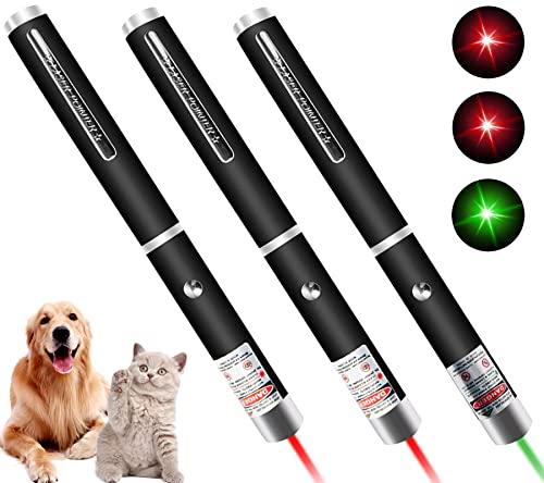 Cat Laser Pointer for Cats, 3 Pack Cat Laser Toy Red Green Laser Pointer Cat Toys for Indoor Cat Laser Light Pointer Chaser Tease Toy Cat Laser Pointer for Cats Dogs Laser Pointer for Presentations