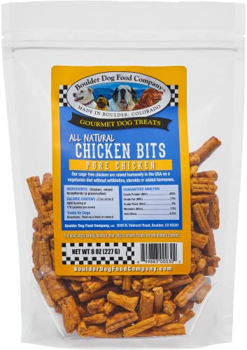 Chicken Bits: Pure Chicken Dog Treats - All Natural Treats for Dogs. Vet Approved, Limited Ingredients, Grain Free, Healthy & Nutritious Treats for Dogs (Chicken, 8oz)