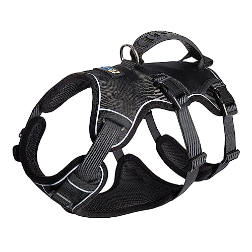 COODEO Dog Harness with Handle, 5 Point Adjustable Escape Proof Dog Harness, Multi-Use Support Dog Lift Harness, Comfort Anti Pull Dog Harness (Black, M)