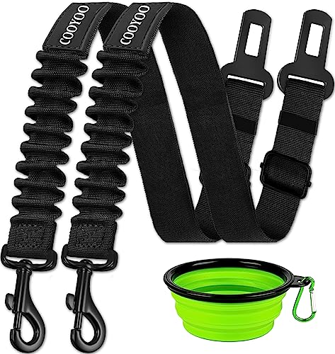COOYOO 3 Piece Set Retractable Seatbelts Adjustable Pet Seat Belt for Vehicle Nylon Pet Safety Heavy Duty & Elastic & Durable Car Harness for Dogs