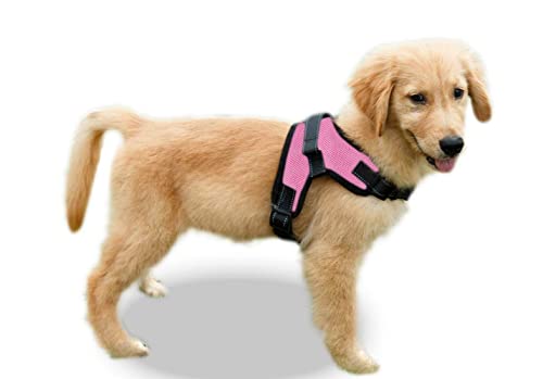 Copatchy No Pull Reflective Adjustable Dog Harness with Handle (X-Large, Pink)