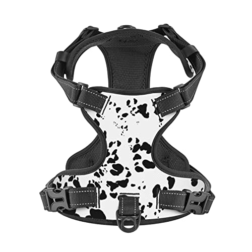 Dalmatian Skin Print Dog Harness Adjustable Breathable Pet Harness with No Pulling Leash Clip Dog Vest Harness for Most Small Medium Large Dogs