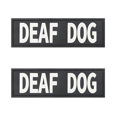 Deaf Dog Patches,Coolrunner 2 Pcs Reflective Dog Patches with Hook and Loop Fastener Dog Patches for Large Dog Vest Harness(6.3 X 2 in)