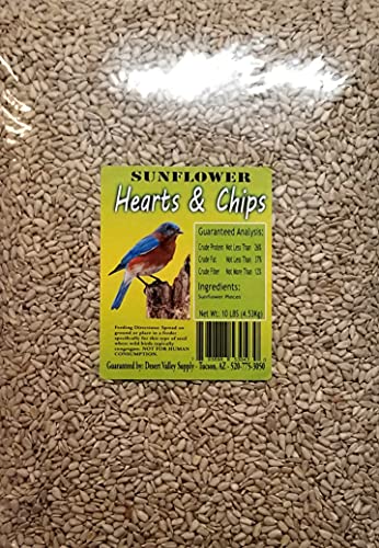 Desert Valley Premium Sunflower Seed Hearts and Chips - Wild Bird Food, Cardinals, Jays & More (10-Pounds)