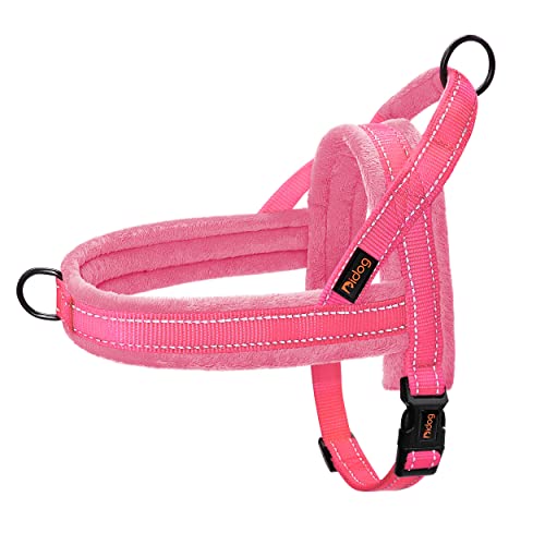 Didog No Pull Dog Harness with Soft Flannel Padded,Reflective & Quick Fit Light Weight Dog Strap Vest Harness,Easy for Walking Training for Small & Medium and Large Dogs(Pink,L)