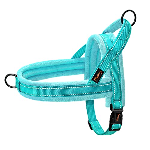 Didog Soft Flannel Padded Dog Vest Harness,Escape Proof/Quick Fit Reflective Dog Strap Harness, Easy for Training Walking(L:Chest 26-31", Teal)