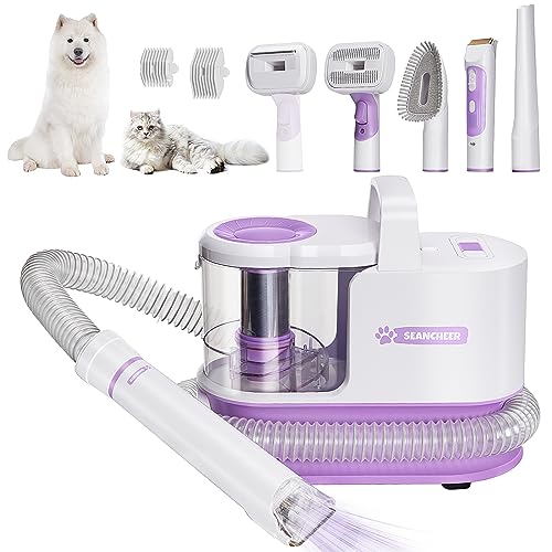 Dog Grooming Vacuum for Shedding Dog Grooming Kit, Dog Clippers for Grooming Furminator Brush for Dogs Trimmer with 5 Pet Grooming Tools Low Noise Hair Remover Pet Cat Grooming Supplies(2023)-Purple