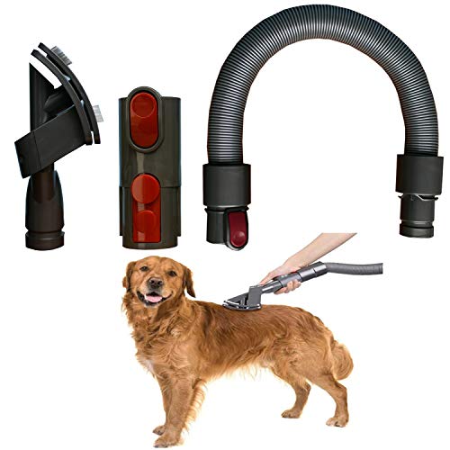 Dog Pet Grooming Brush & Extension Vacuum Hose compatible with Dyson V11 V10 V8 V7 V6 Vacuum Cleaner with Quick Release Converter Adapter Groom Tool Attachment 