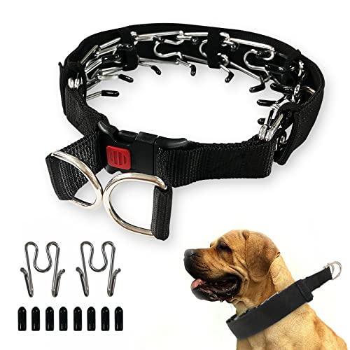 Dog Prong Collar (L-Size), Adjustable Dog Training Collar with Quick Release Buckle for Small Medium Large Dogs(Packed with Two Extra Links)