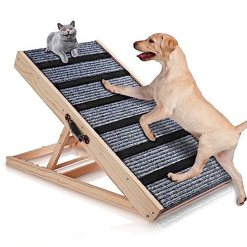 Dog Ramp for Large Dogs - Rated for 330lb - 40.9’’L x 17.3’’W - Excellent Traction, Pet Ramp for All Dogs and Cats to Get on Couch, Car, Non-Slip Rubber Surface, Adjustable, Foldable - TY01