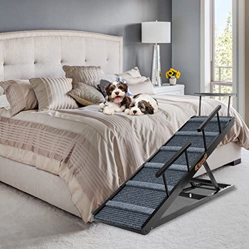 Dog Ramp,4 Level Adjustable Folding Pet Ramp for Middle Bed, Couch,SUV-High Traction Portable Paw Ramps,Great for Small & Large Old Dogs & Cats,Supports up to 200 lbs,47.2" Long Black