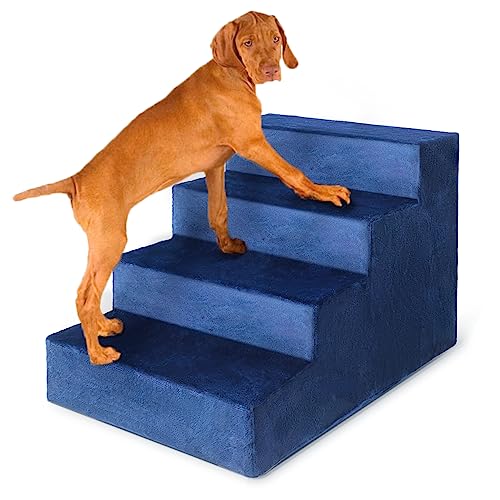 Dog Stairs, Dog Steps for High Bed, 4-Step Strong Cardboard Dog Pet Stairs for Large Medium and Small Dogs Support Up to 200LB, Solid Stable Non-Slip Pet Steps for Dogs and Cats