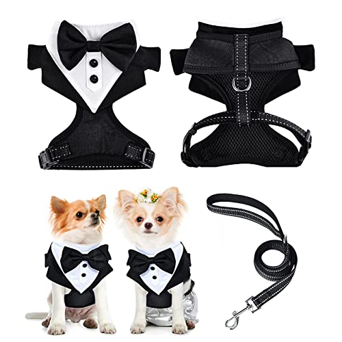 Dog Tuxedo Harness Dog Harness for Medium Dogs with Leash Dog Wedding Attire Small Dog Formal Tuxedos Dog Outfit Wedding Small Dog Tuxedo Tuxedo for A Dog Outfit Dog Costume Wedding Outfit for Dog