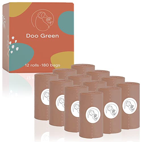 Doo Green Dog Poop Bags | Eco-Friendly Unscented Poo Bags Refills | Guaranteed Leak-Proof, Extra Thick, Large and Durable Doggy Bags for Outdoor Puppy Walk and Travel