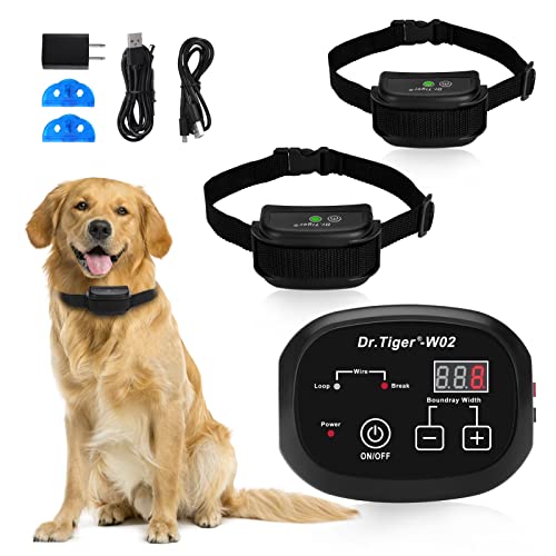 Dr.Tiger Electric Wireless Dog Fences - Indoor Pet Barrier for Dogs & Cats Waterproof Rechargeable 2pcs Receiver Training Collar Dogs Fence (Indoor Pet Barrier for 2 Dogs)