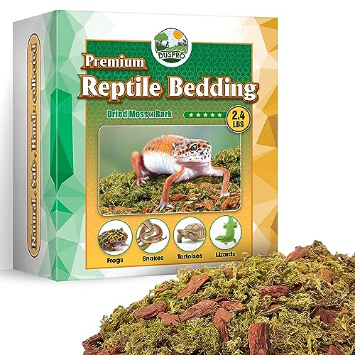 DUSPRO Reptile Bedding Forest Moss Mix Pine Bark, Substrate for Reptile Tank, Floor Bedding for Reptiles, Snake Tortoise Bedding, Leopard Gecko Substrate, Terrarium Moist Moss