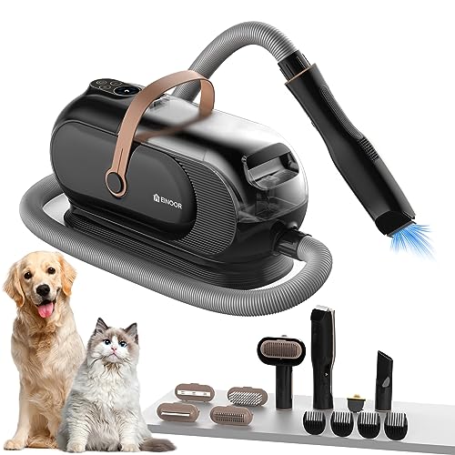 EINOOR Pet Grooming Kit,3L Dog Hair Vacuum Suction 99% Pet Hair,7 Pet Grooming Tools,4 Limit Combs, Storage Bag,Quiet Pet Vacuum Groomer with Nail Grinder,Low Noise Design-Black