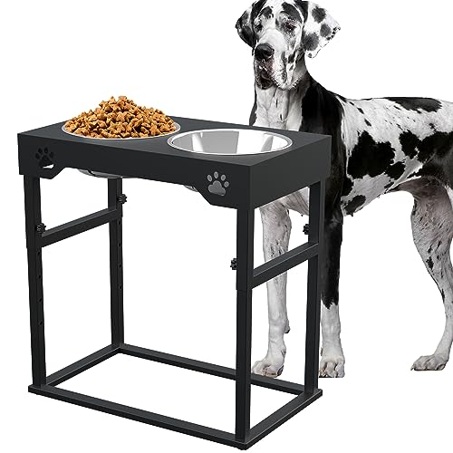 Elevated Dog Bowls for Large Dog,Raised Dog Bowls,Adjustable to 8 Heights(2.75" up to 20''),for Large,X/XL Large,Medium,Small Sized Dogs with 2 Stainless Steel Dog Bowls for Food&Water
