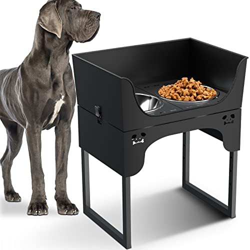 Elevated Dog Bowls Stand, Stainless Steel Raised Dog Bowls Adjustable with 2 Stainless Steel Food & Water Bowls for Small, Medium&Large Dog