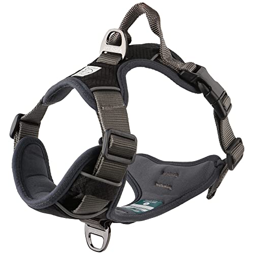 Embark Adventure Dog Harness, No Pull Dog Harness with 2 Leash Clips, Dog Harness for Medium Dogs No Pull. Front & Back with Control Handle, Adjustable Black Dog Vest, Soft & Padded for Comfort