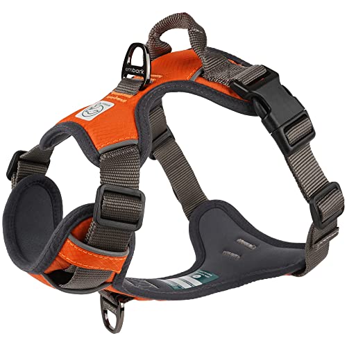 Embark Adventure XL Dog Harness No-Pull Dog Harnesses for Extra Large, Medium and Small Dogs. 2 Leash Clips, Front & Back with Control Handle, Adjustable Orange Dog Vest, Soft & Padded for Comfort