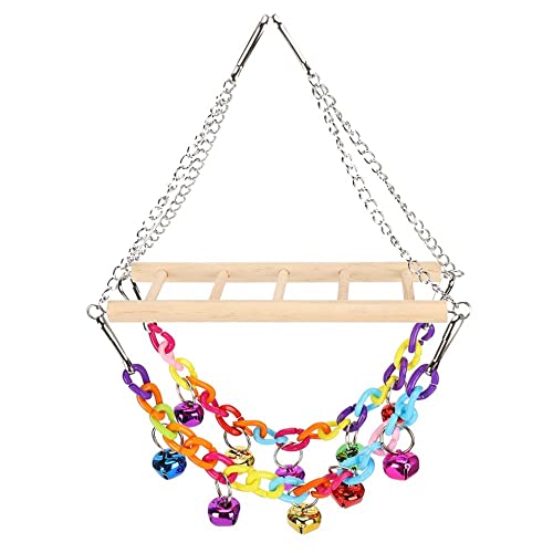 Engage Your Small Birds and Parrots with This Acrylic Chain Ladder Hanging Bridge Swing Bite Climbing Toy Featuring Bells - Perfect Bird Playground and Activity Center with Chew and Climb